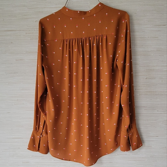 Ann Taylor Polka Dot Blouse in Rust and Pink - Picture 6 of 6